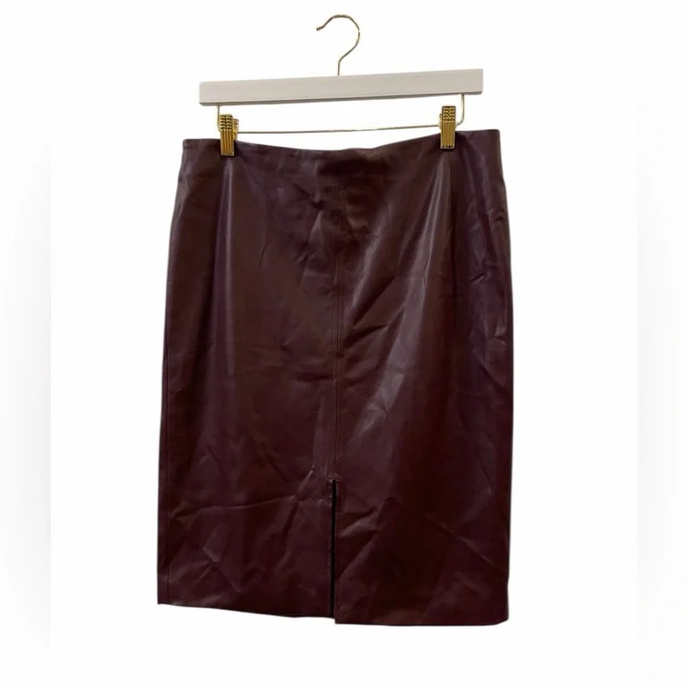Worthington Faux Leather Deep Burgundy Pencil Skirt
